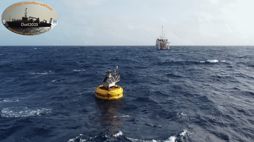 Close up short clip of buoy Laura in the subtropical eastern North Atlantic
