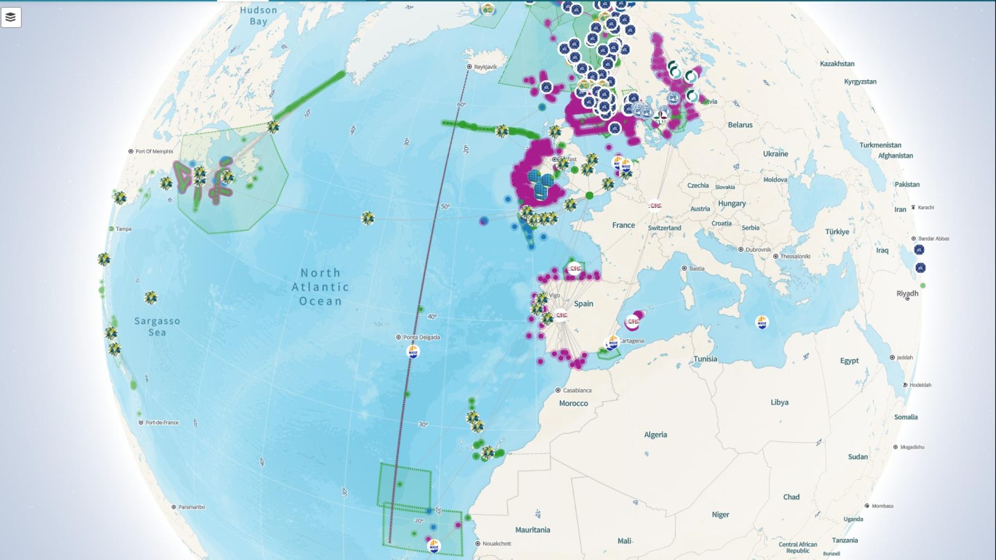 Wereldkaart laat zien waar onderzoeksschepen varen