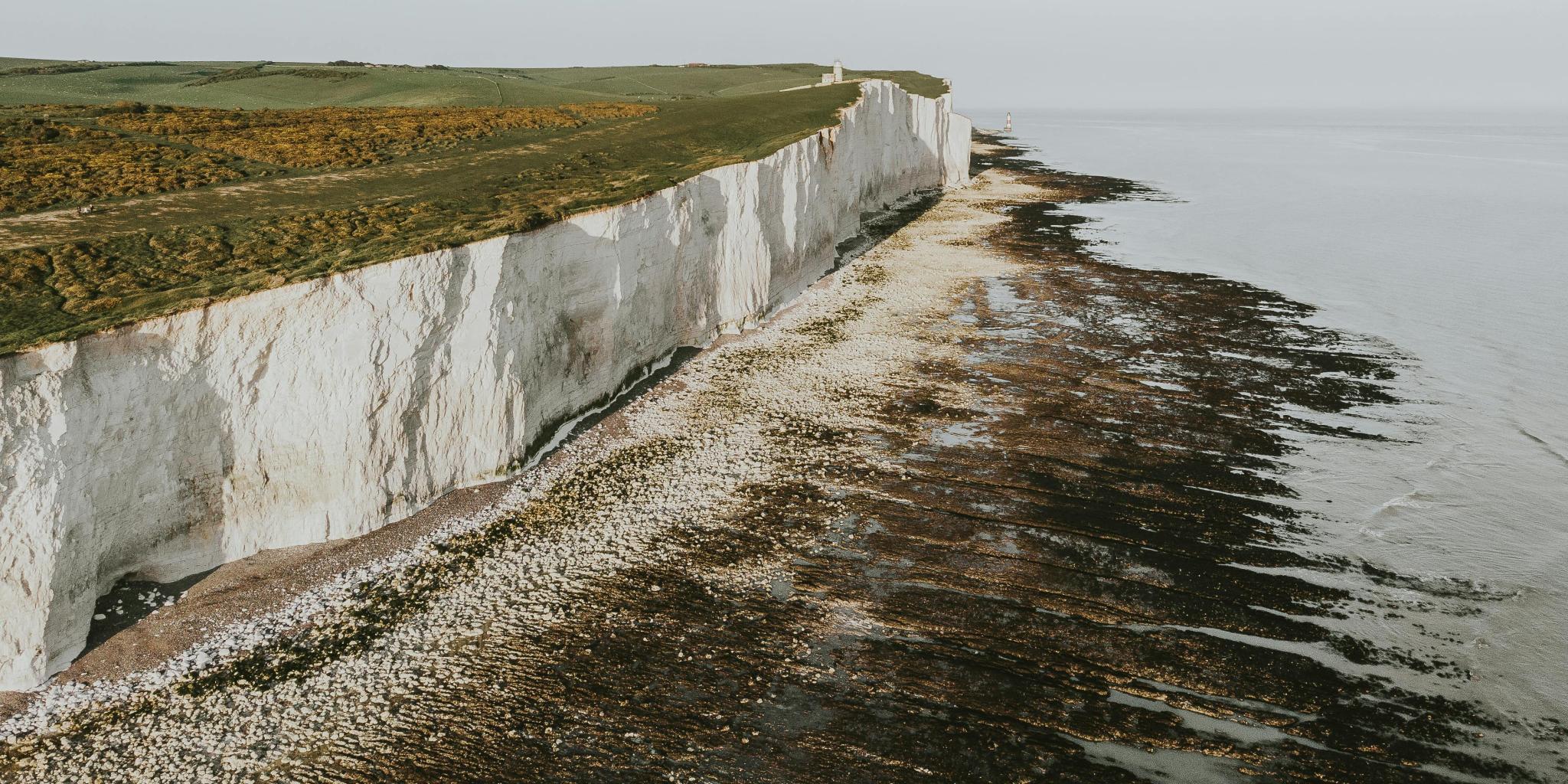 De kliffen van Dover, gevormd in het geologische tijdperk van het Krijt, tot 65 miljoen jaar geleden, wat ook een periode was van hoog atmosferisch CO2 (foto: Pexels/Jack Redgate)