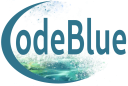 Code blue logo on a transparent background
